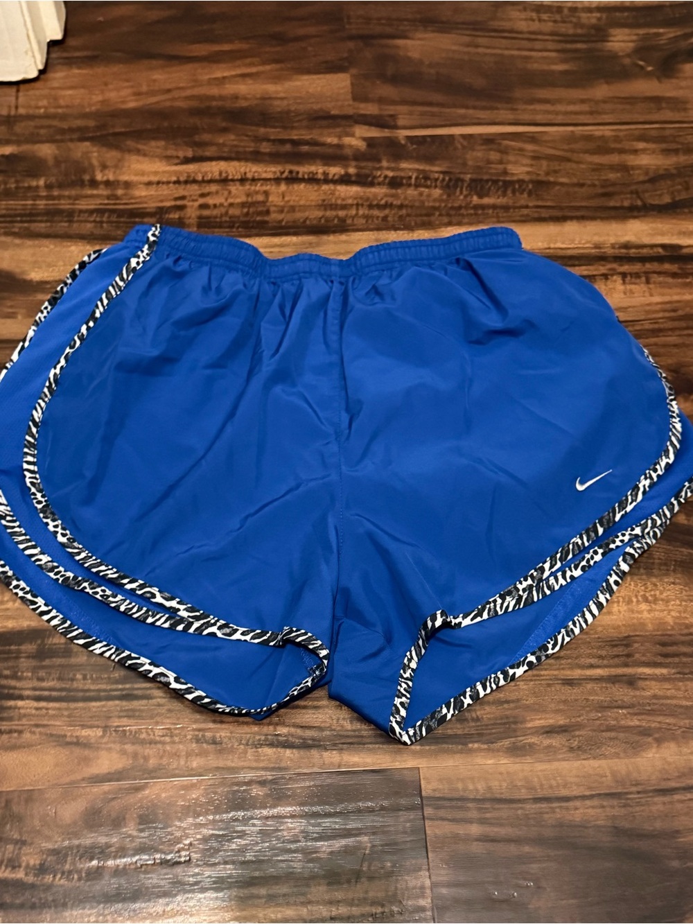 Nike Women's Tempo Track Shorts - Royal Blue w/ Black & White Zebra Trim - Large